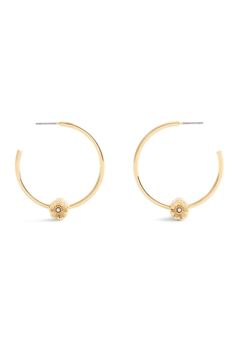 Signature Tea Rose Medium Hoop Earrings
