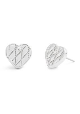 COACH Signature Quilted Heart Bag Stud Earrings