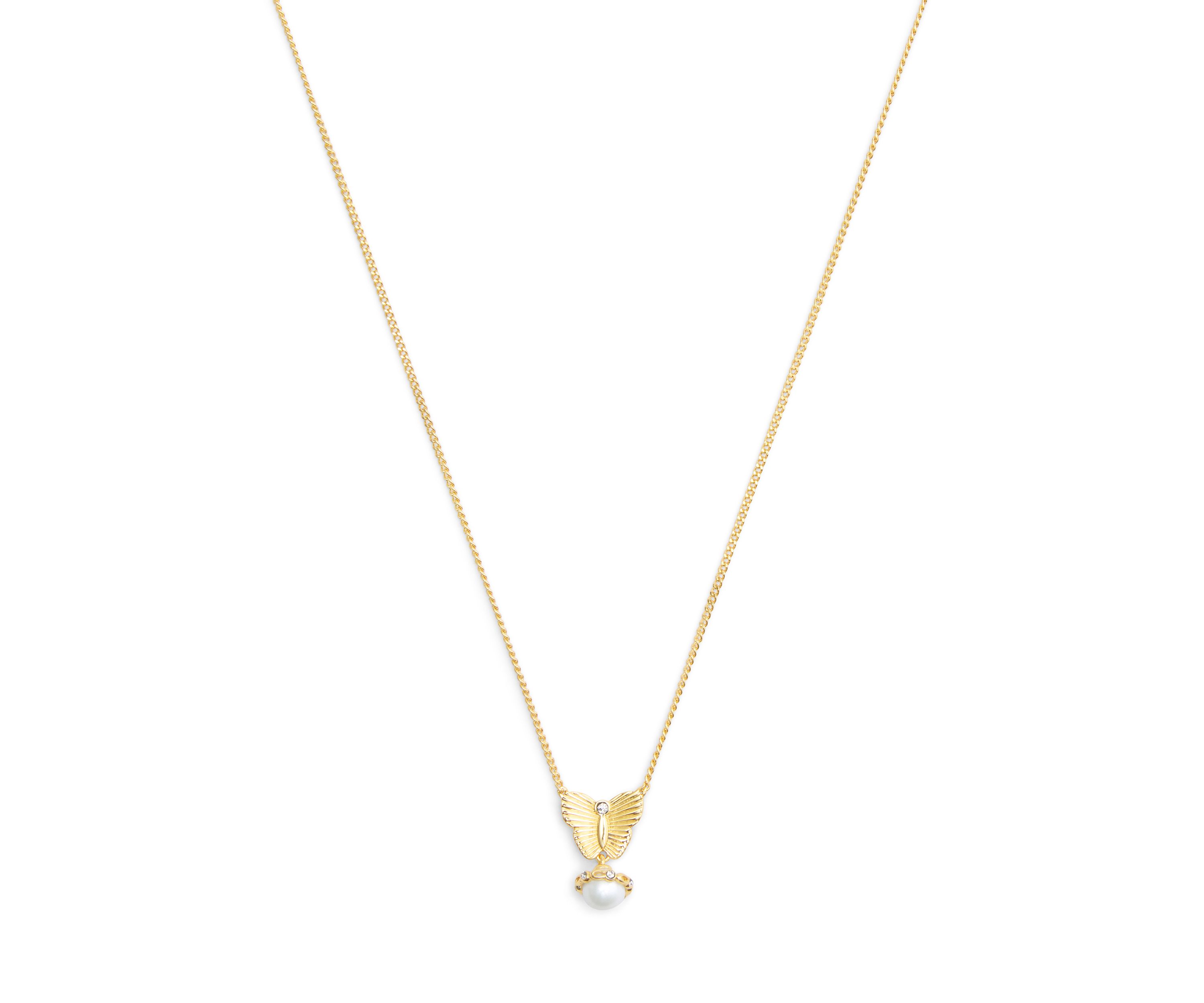 Signature Heritage Butterfly Pearl Pendant Necklace