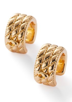 COACH Quilted Huggie Earrings, Gold