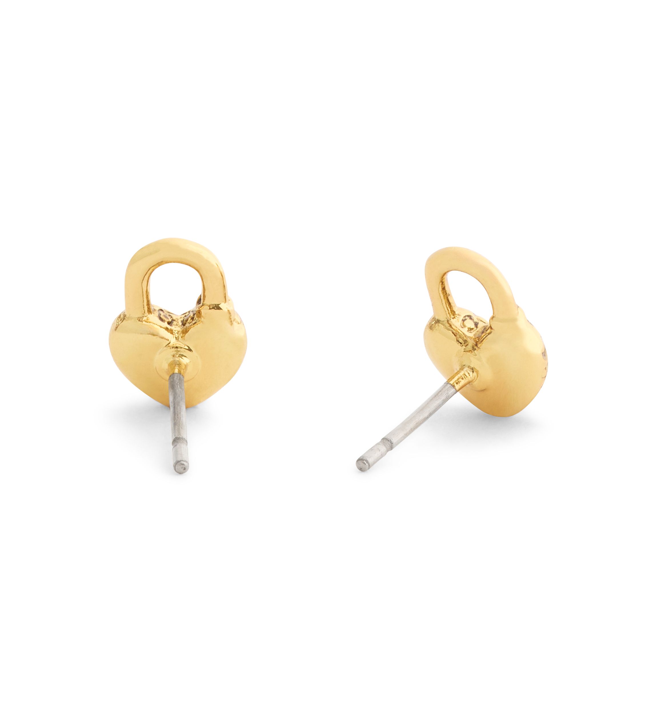 Coach Gold Padlock Stud Earrings - Gold COACH® GB | 14 K Gold Quilted Signature Padlock Single Stud  main image 2