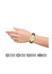 Gold Tone Analog Watch with Vegan Leather Leopard Print Strap