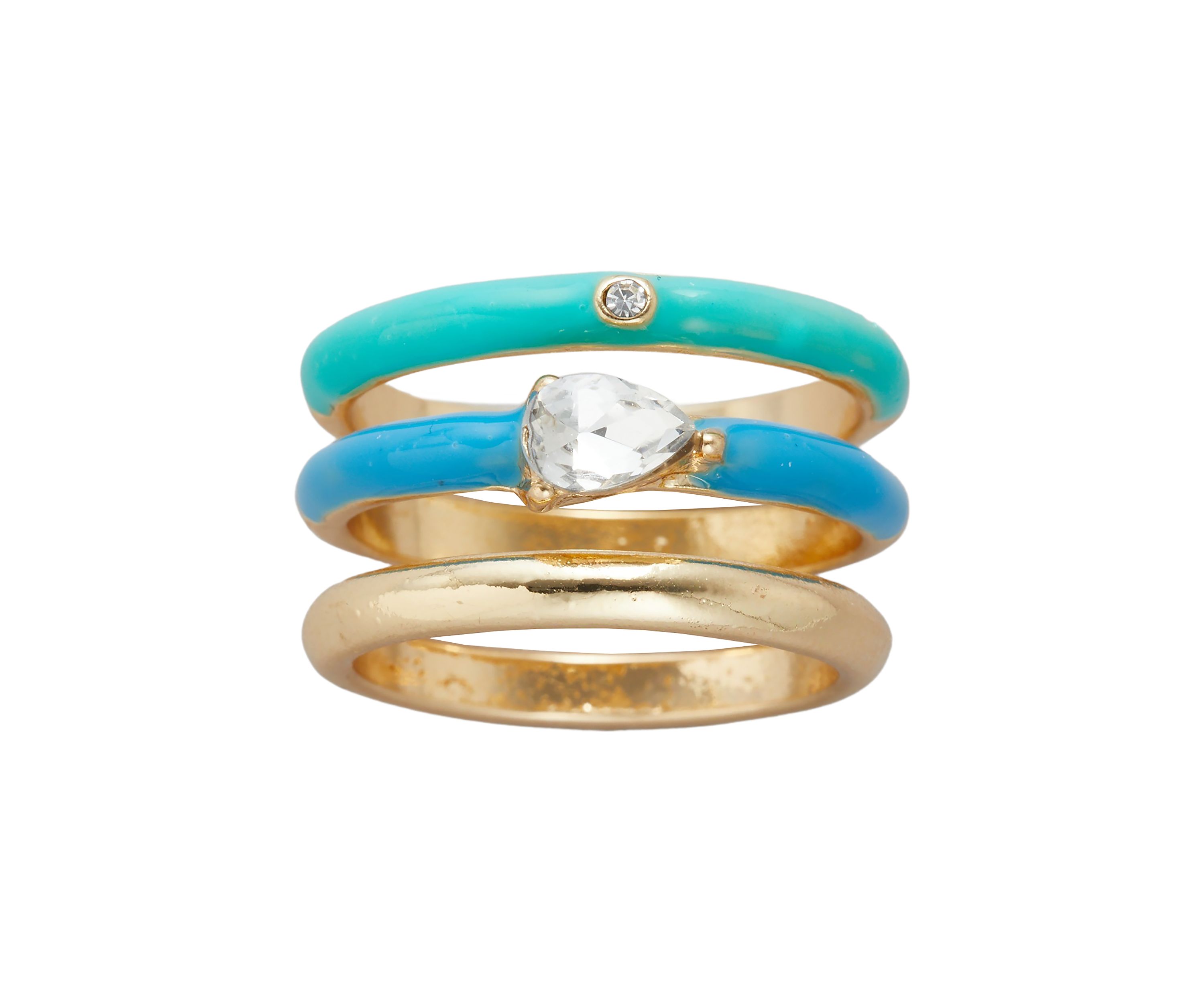 Enamel Crystal Ring Set 