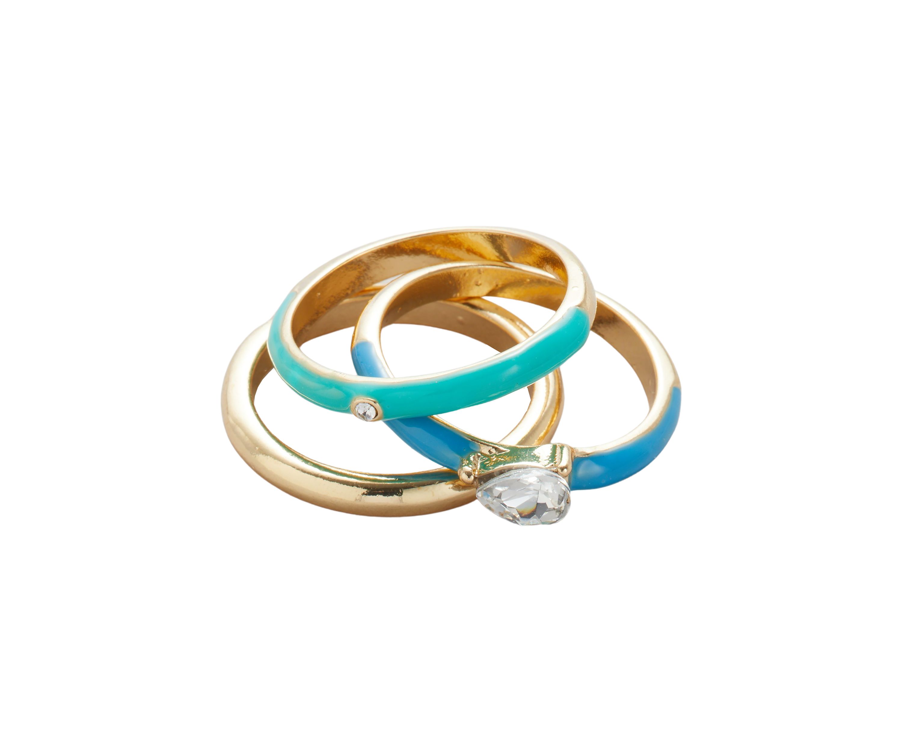 Enamel Crystal Ring Set 