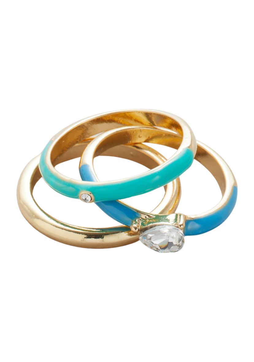 Enamel Crystal Ring Set 