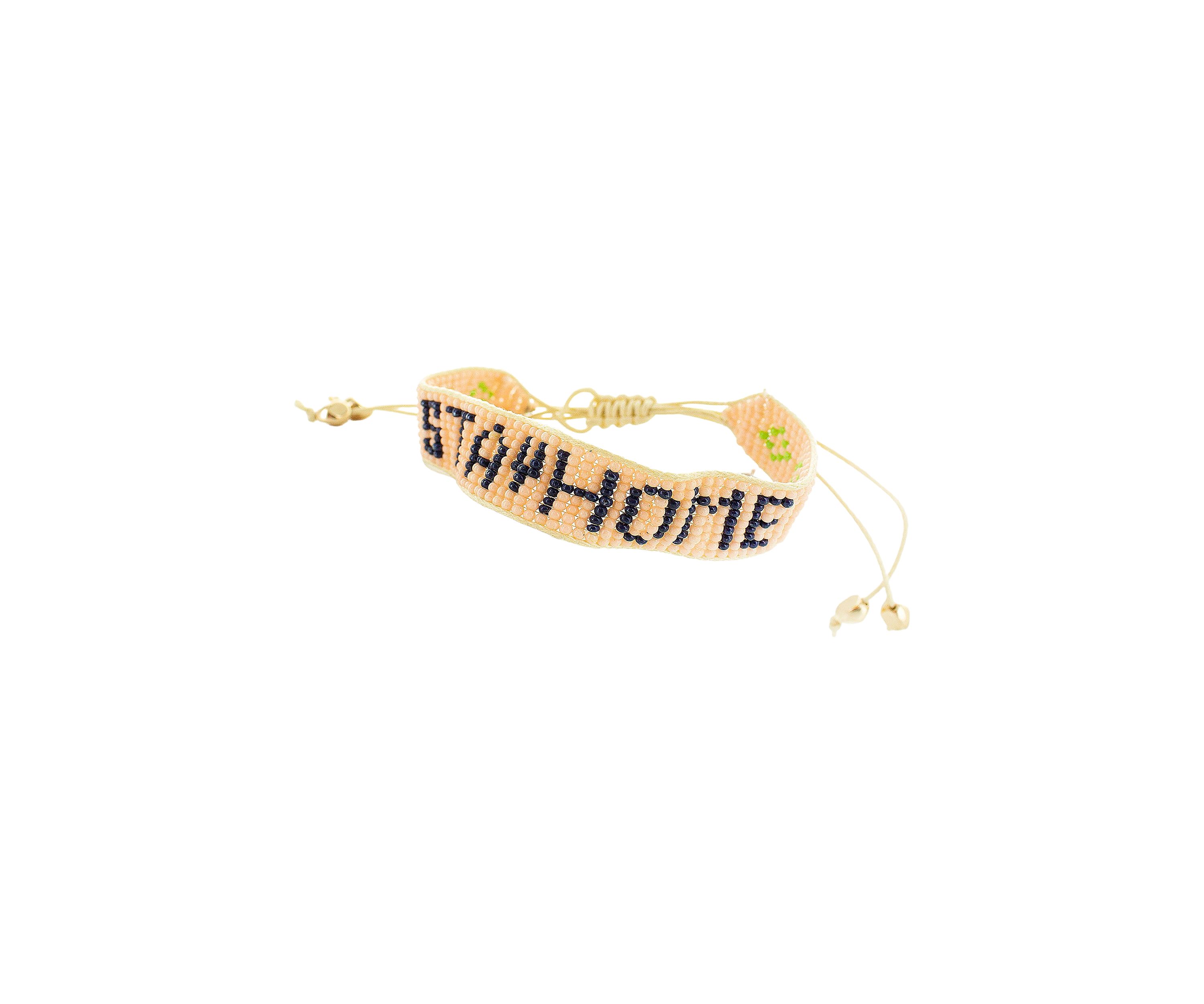 Stay Home Peach and Navy Beaded Bracelet 