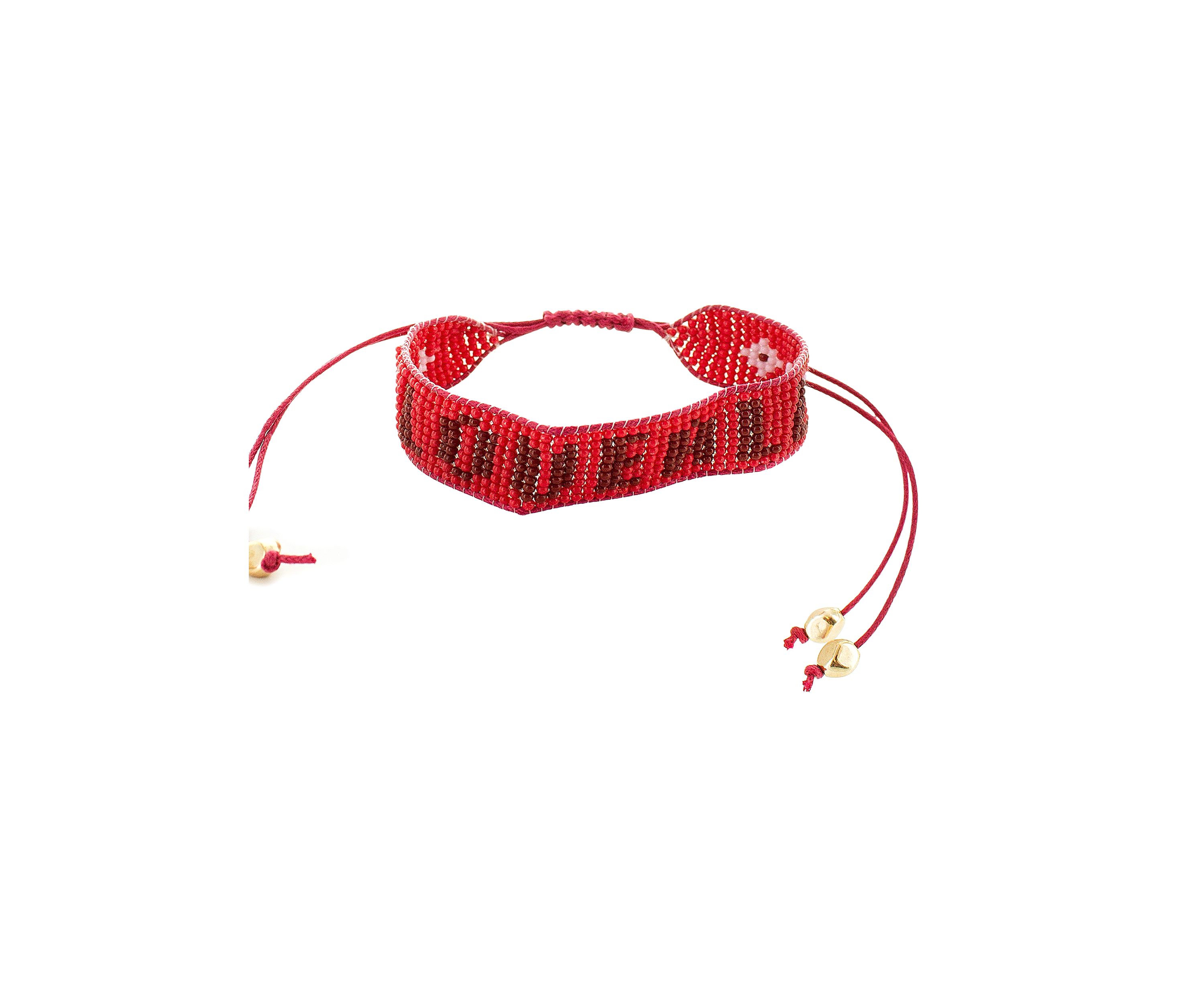 Love Pink and Red Beaded Bracelet