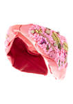 Hot Pink Beaded Flower Headband 