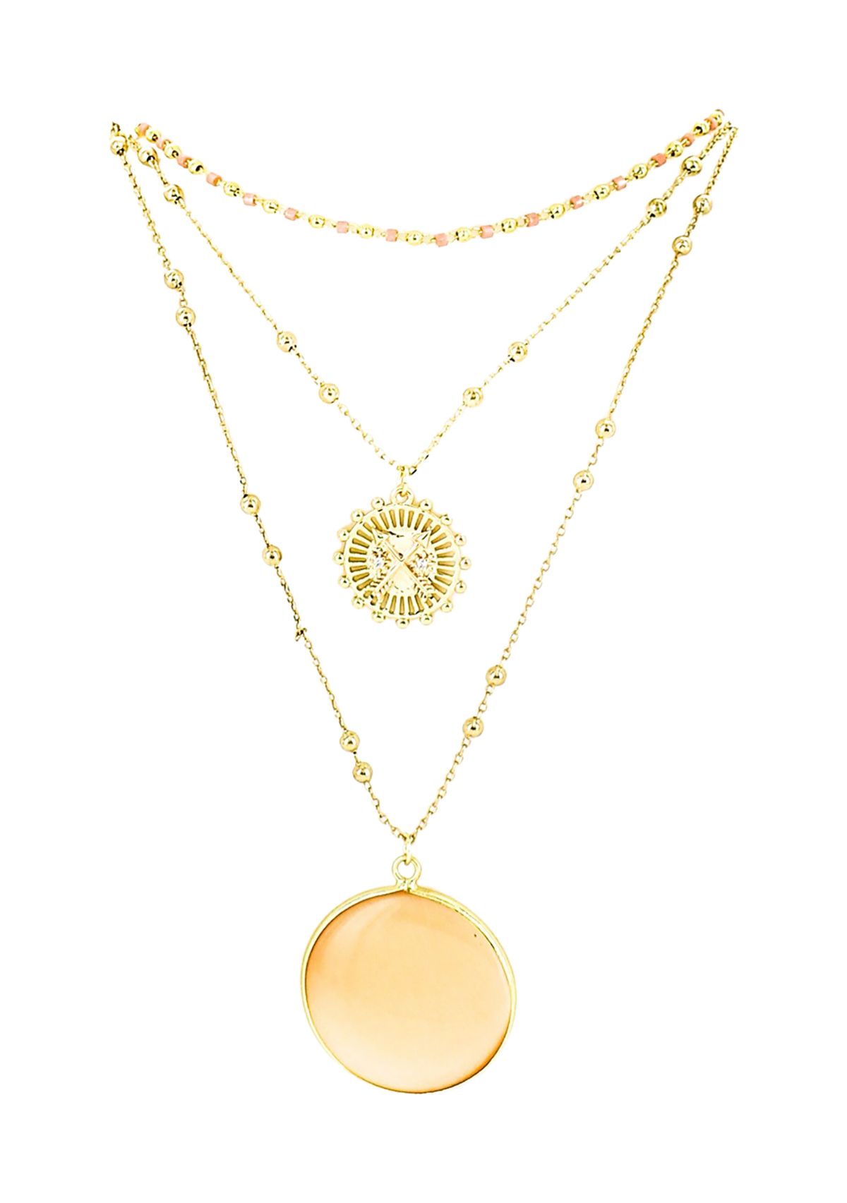 Peach Layered Dot Chain Necklace