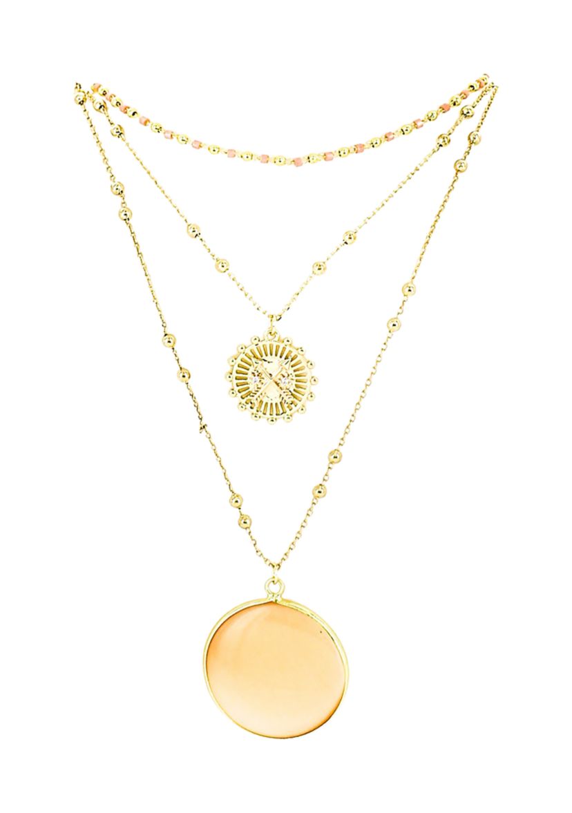 Peach Layered Dot Chain Necklace