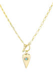Gold Turquoise Center Heart Evil Eye Toggle Necklace