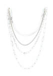  Rhodium Plated Layered Long Necklace 