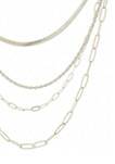  Rhodium Plated Layered Long Necklace 