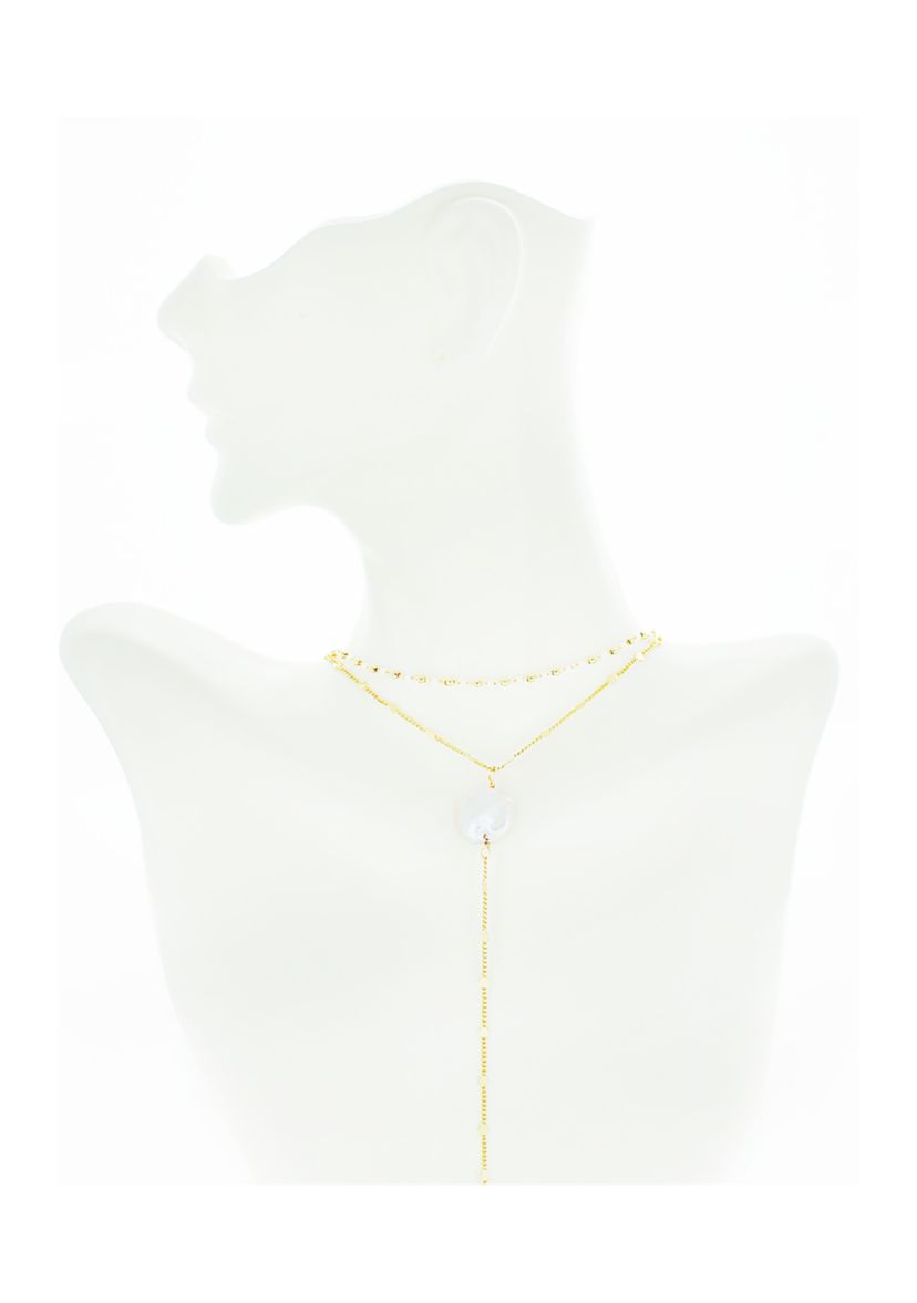 Pearl Circle Layered Y-Necklace 