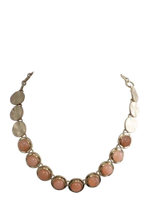 Semi Precious Stone Gold Tone Collar Necklace