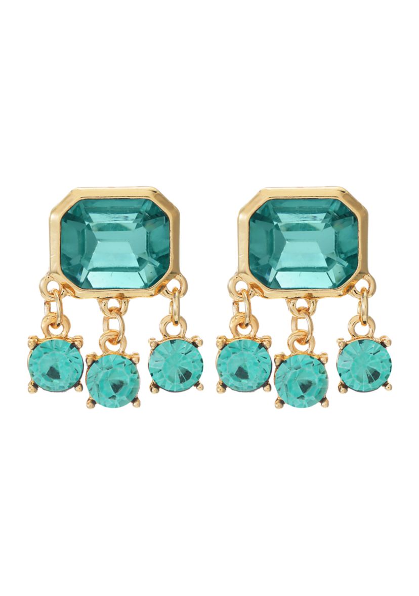  Gold Tone Resin Crystal Earrings 
