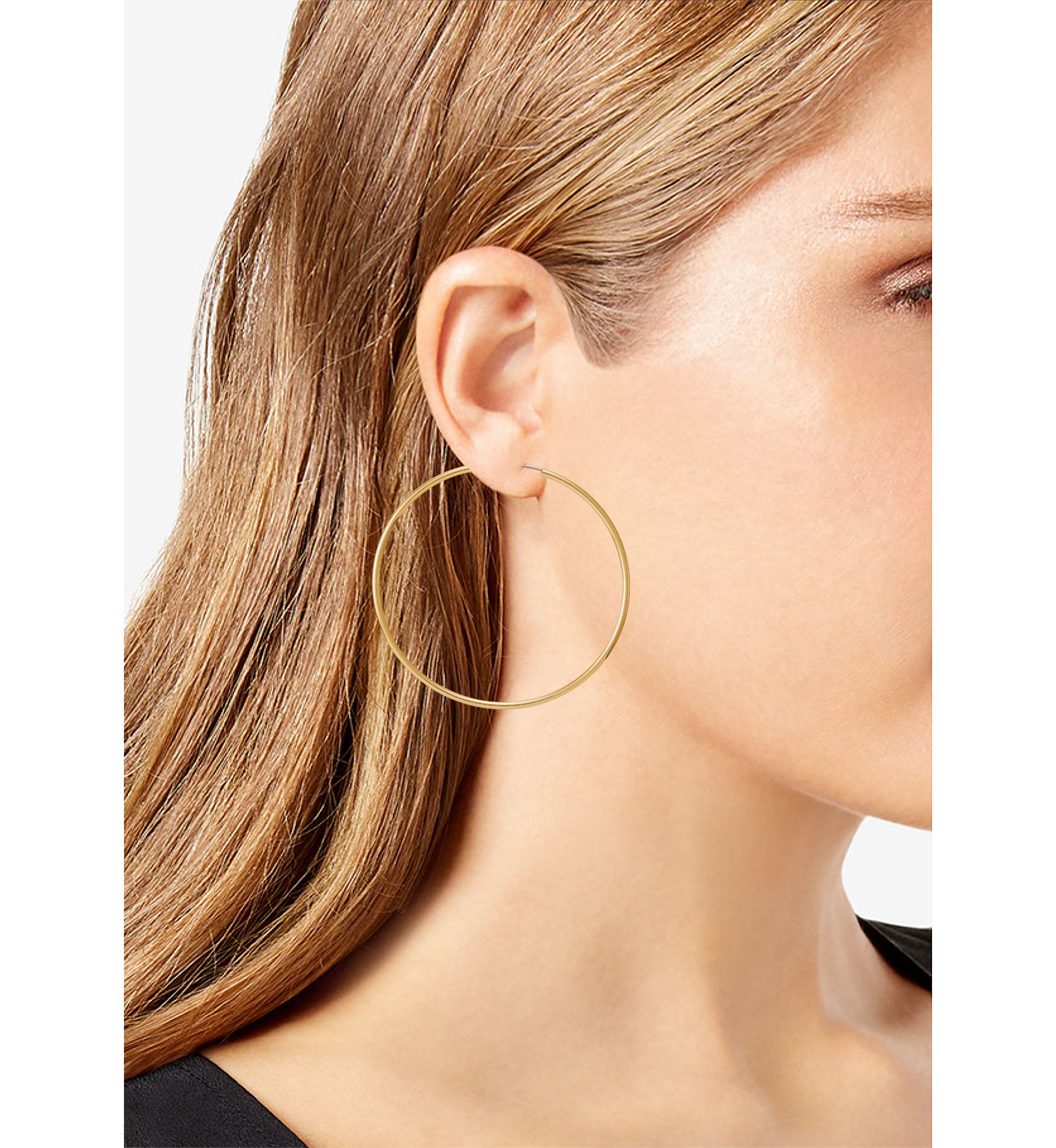 Gold Tone Large Endless Hoop Earrings