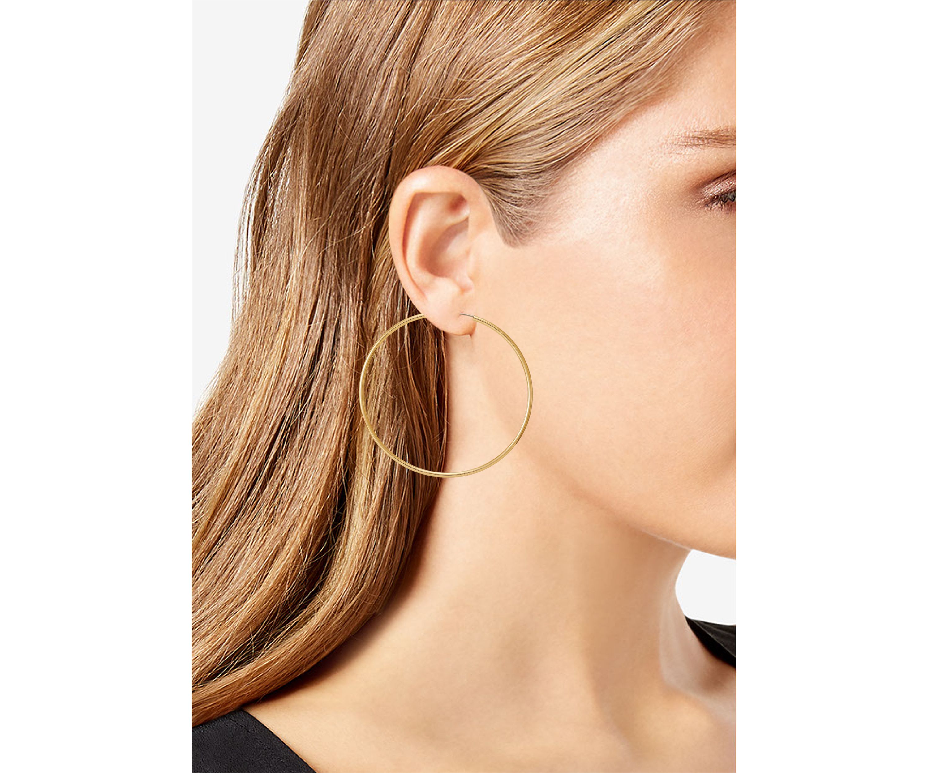 Gold Tone Large Endless Hoop Earrings