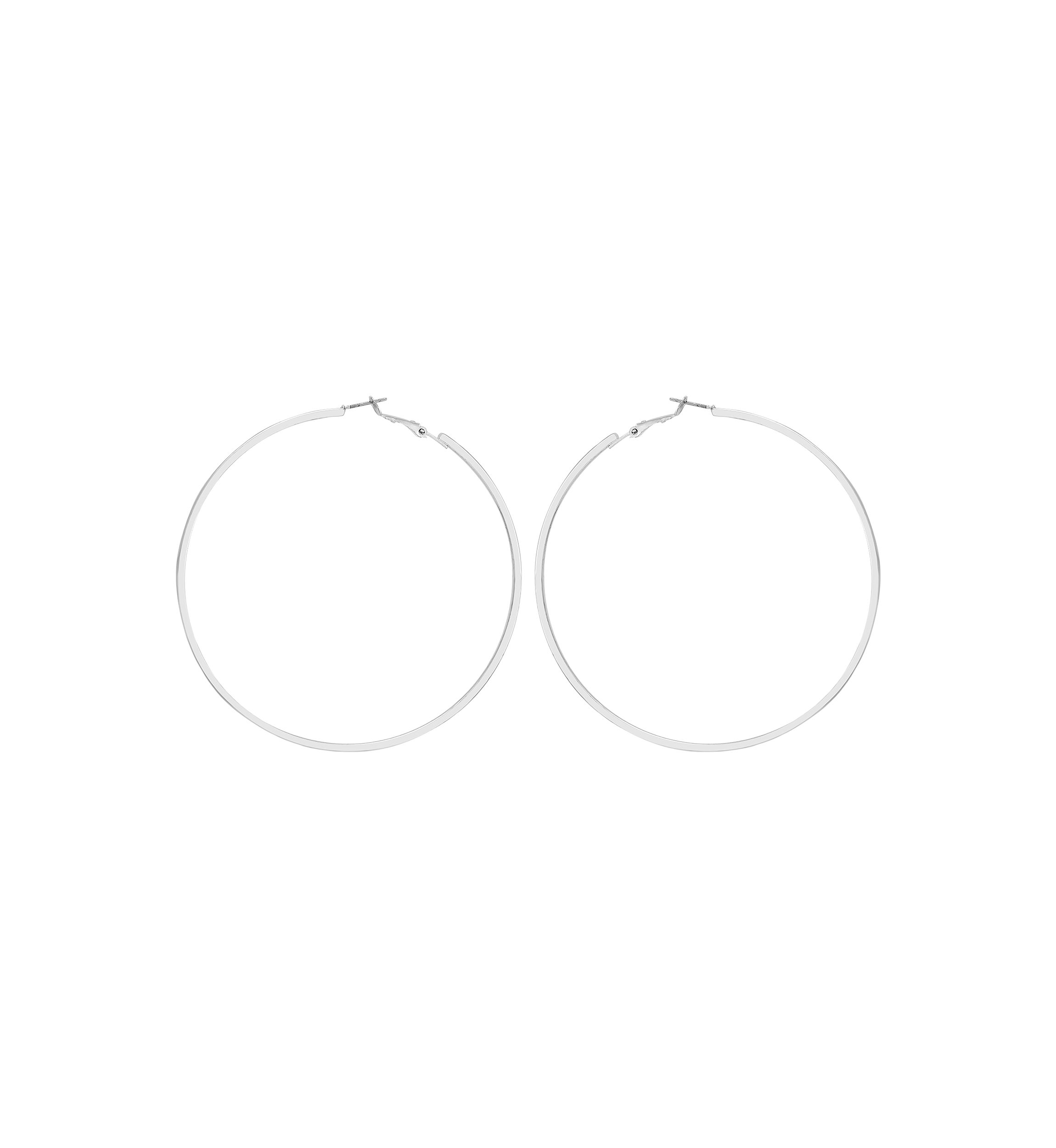 Silver Tone Thin Hoop Earrings