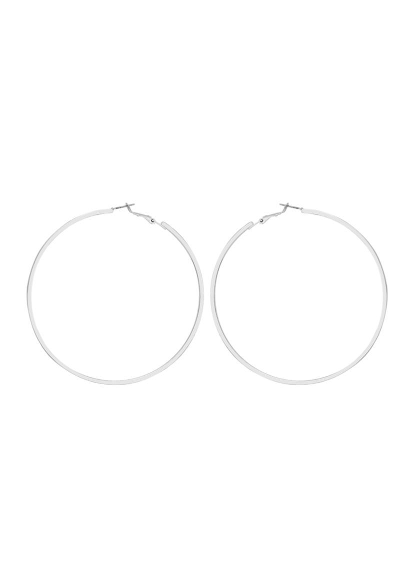 Silver Tone Thin Hoop Earrings