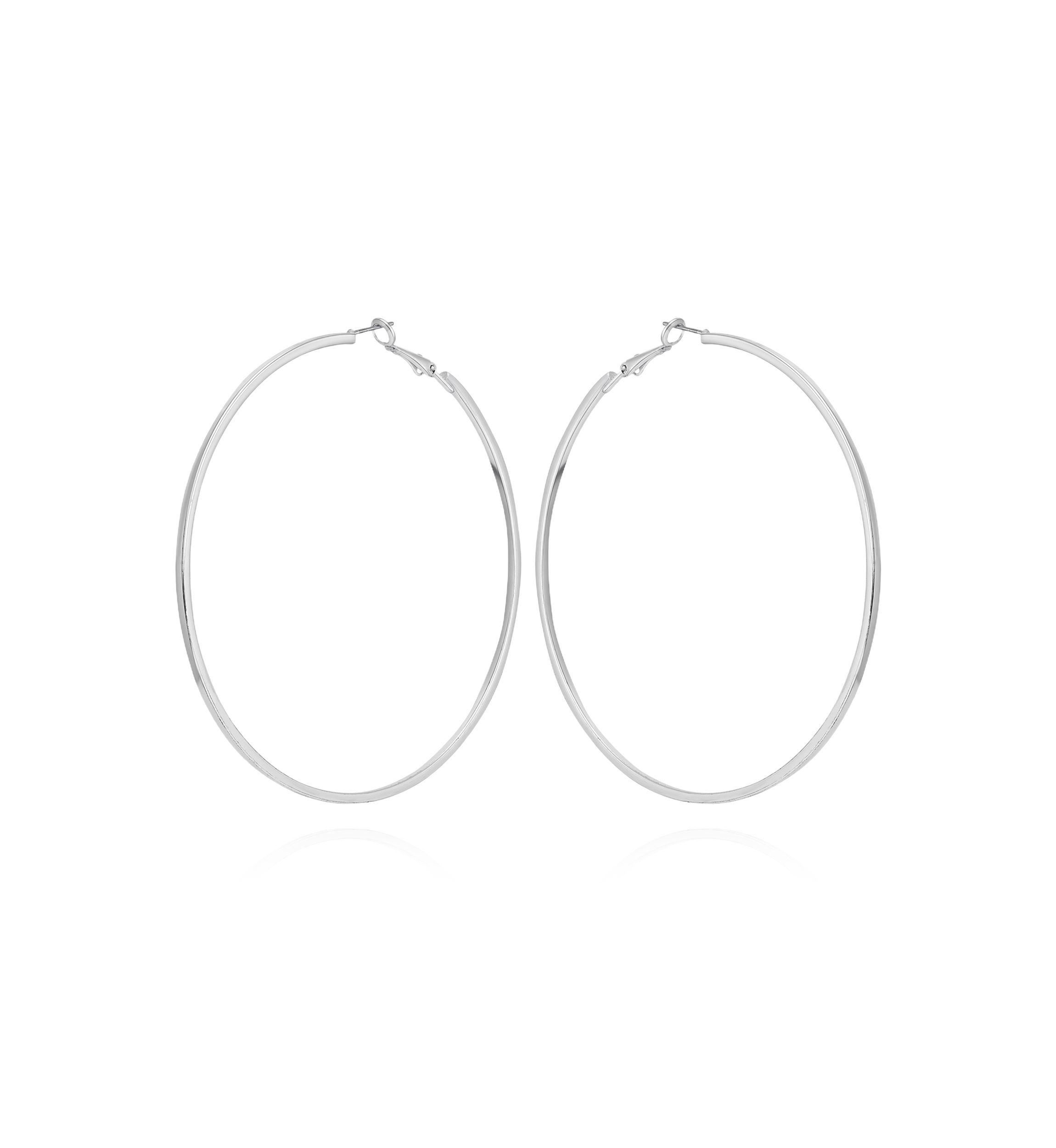 Silver Tone Thin Hoop Earrings
