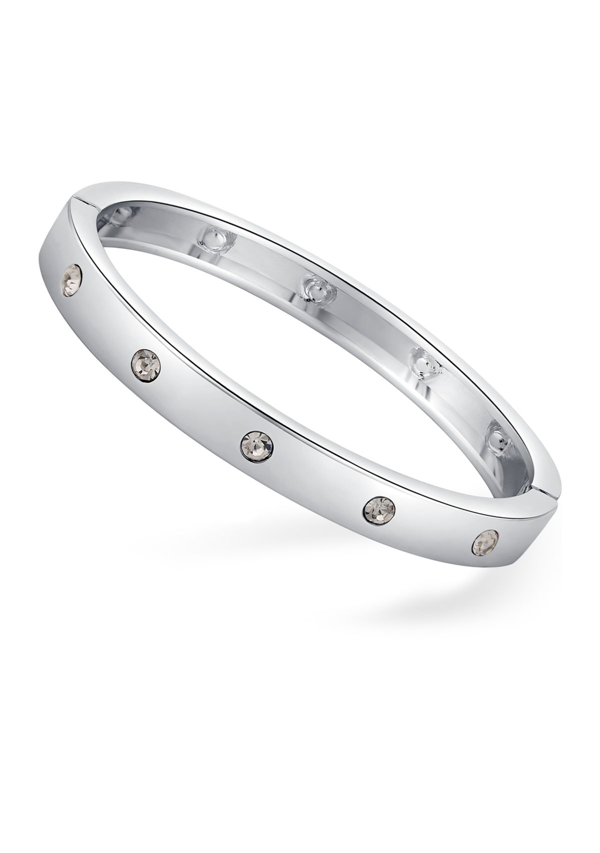 Silver Tone Hinged Bangle Bracelet