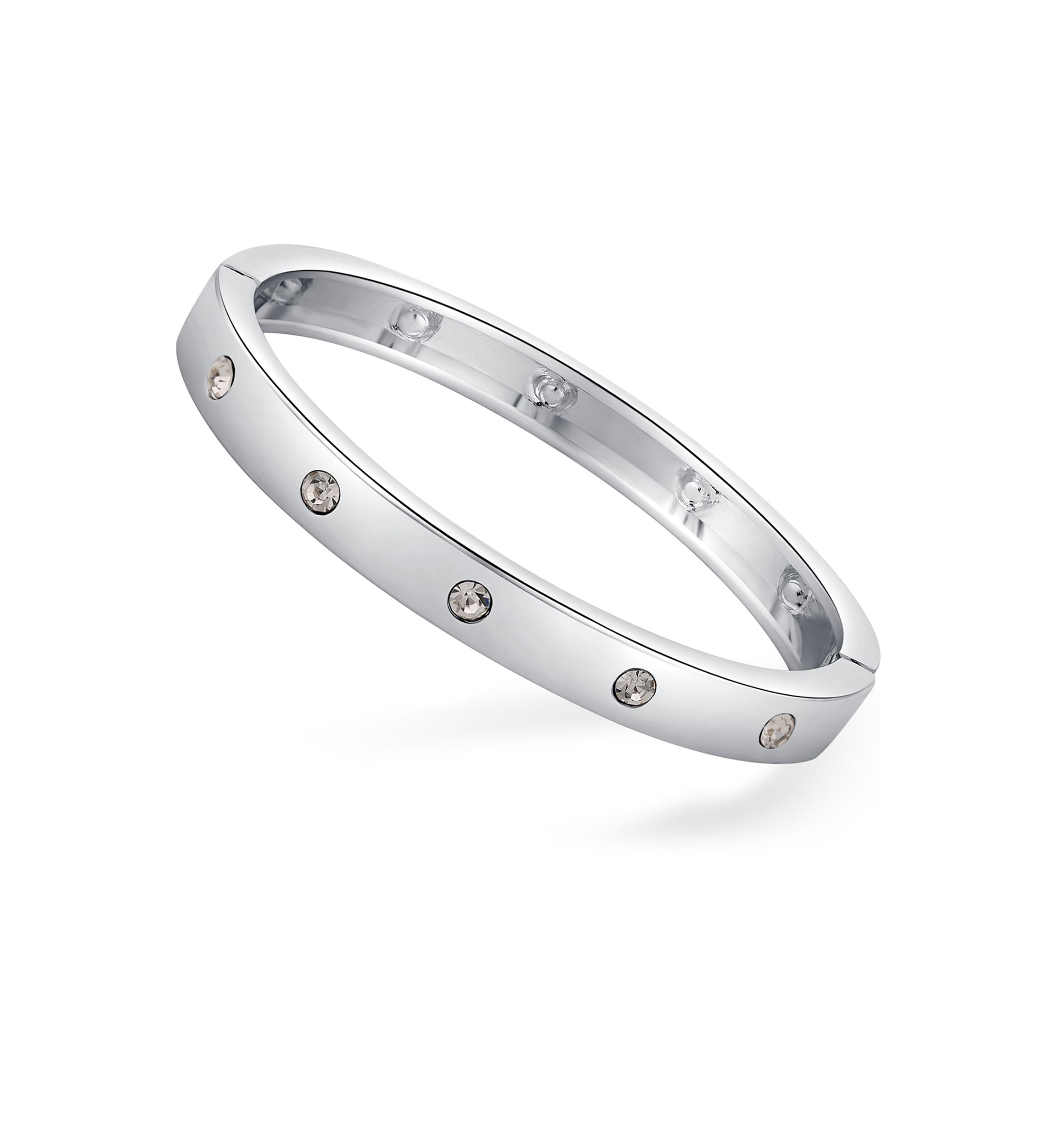 Silver Tone Hinged Bangle Bracelet