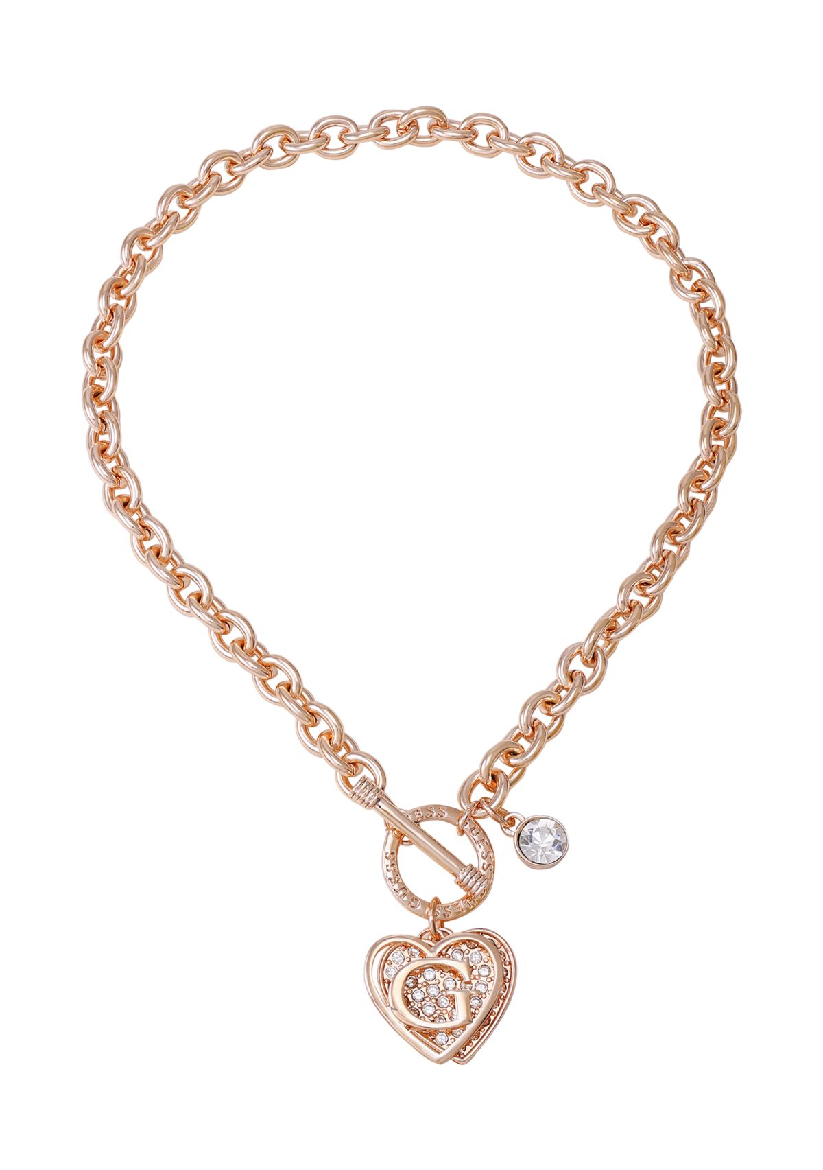 Logo Heart Charm And Toggle Closure Necklace