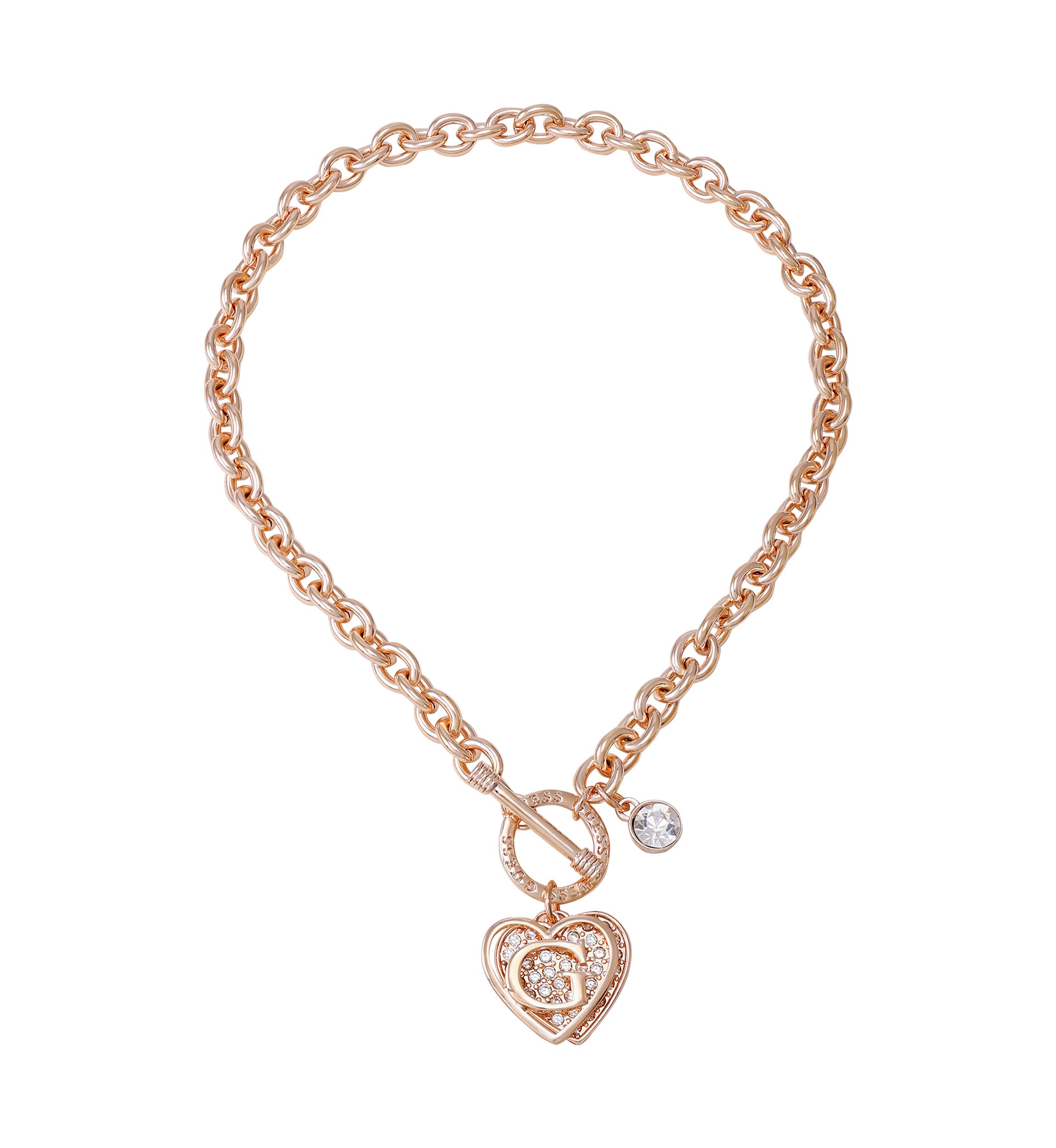 Logo Heart Charm And Toggle Closure Necklace