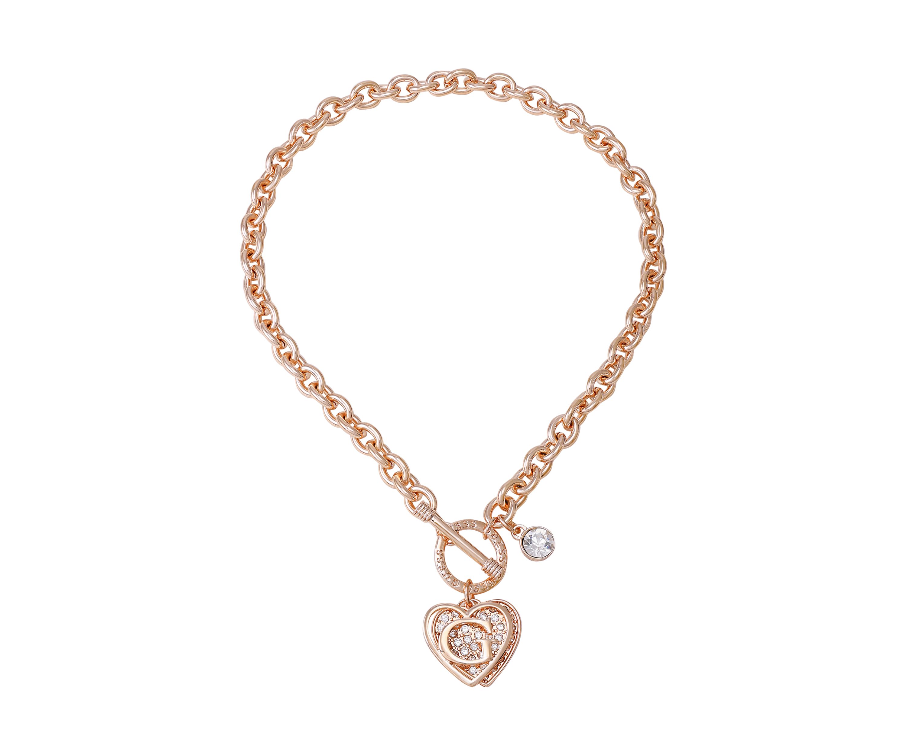 Logo Heart Charm And Toggle Closure Necklace