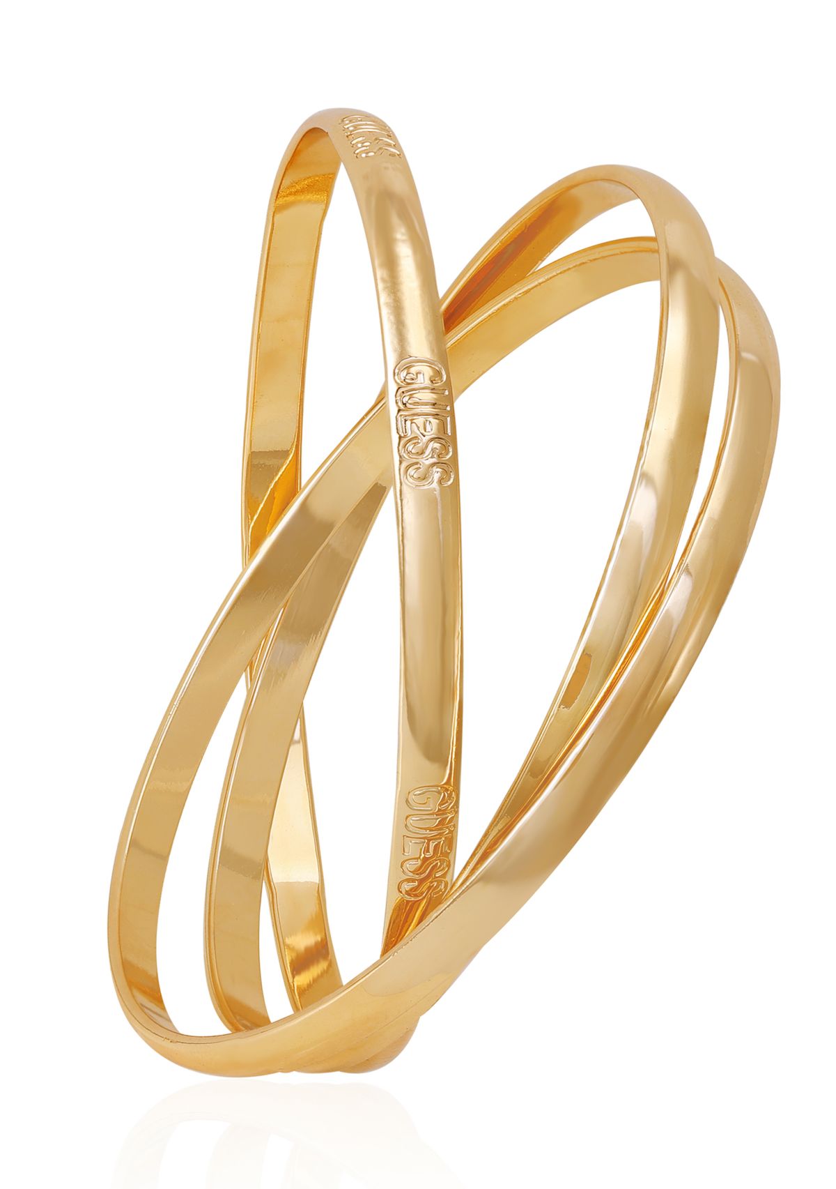 Gold Tone 3 Interlocking Bangles Logo Bracelet