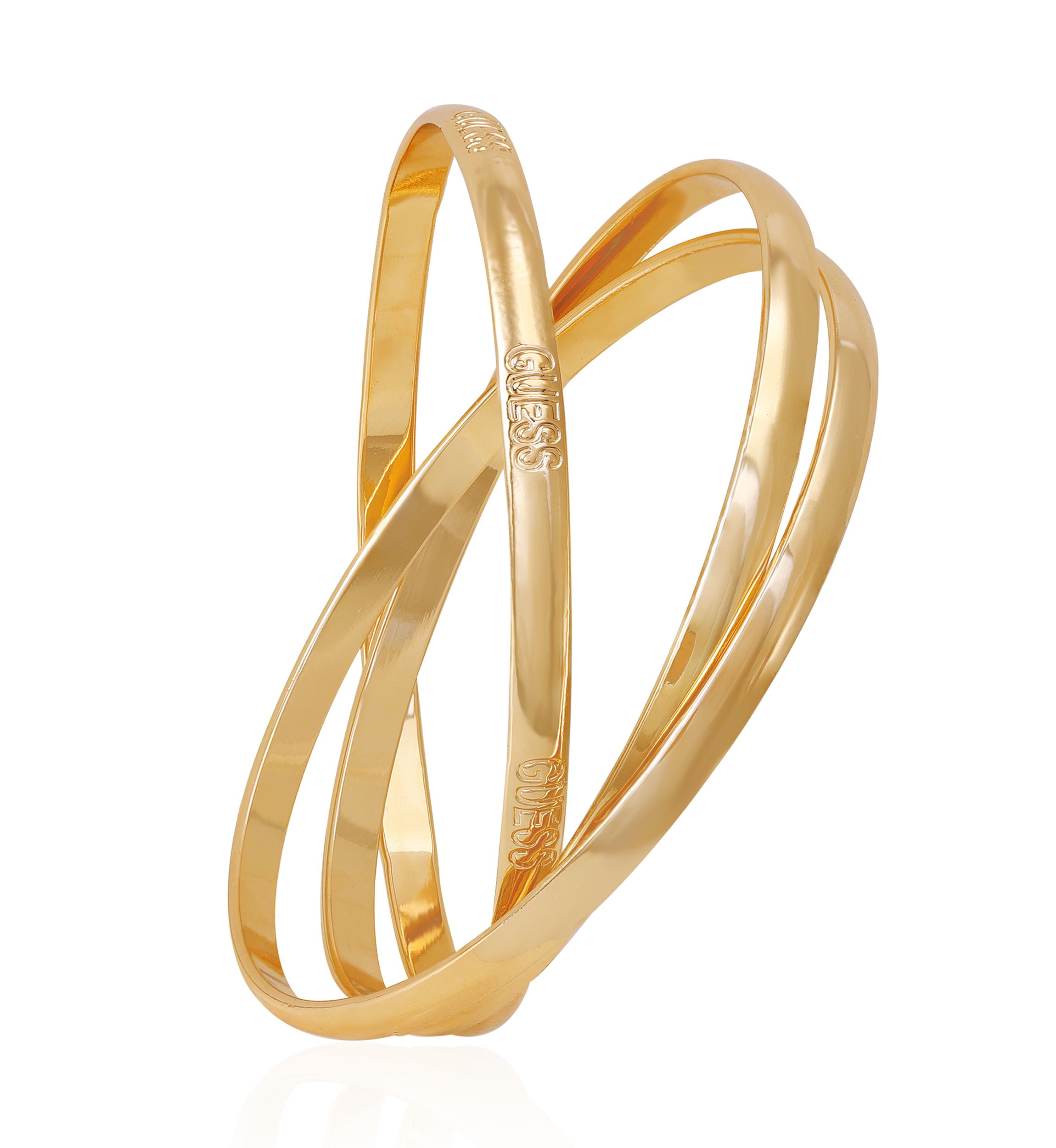 Gold Tone 3 Interlocking Bangles Logo Bracelet