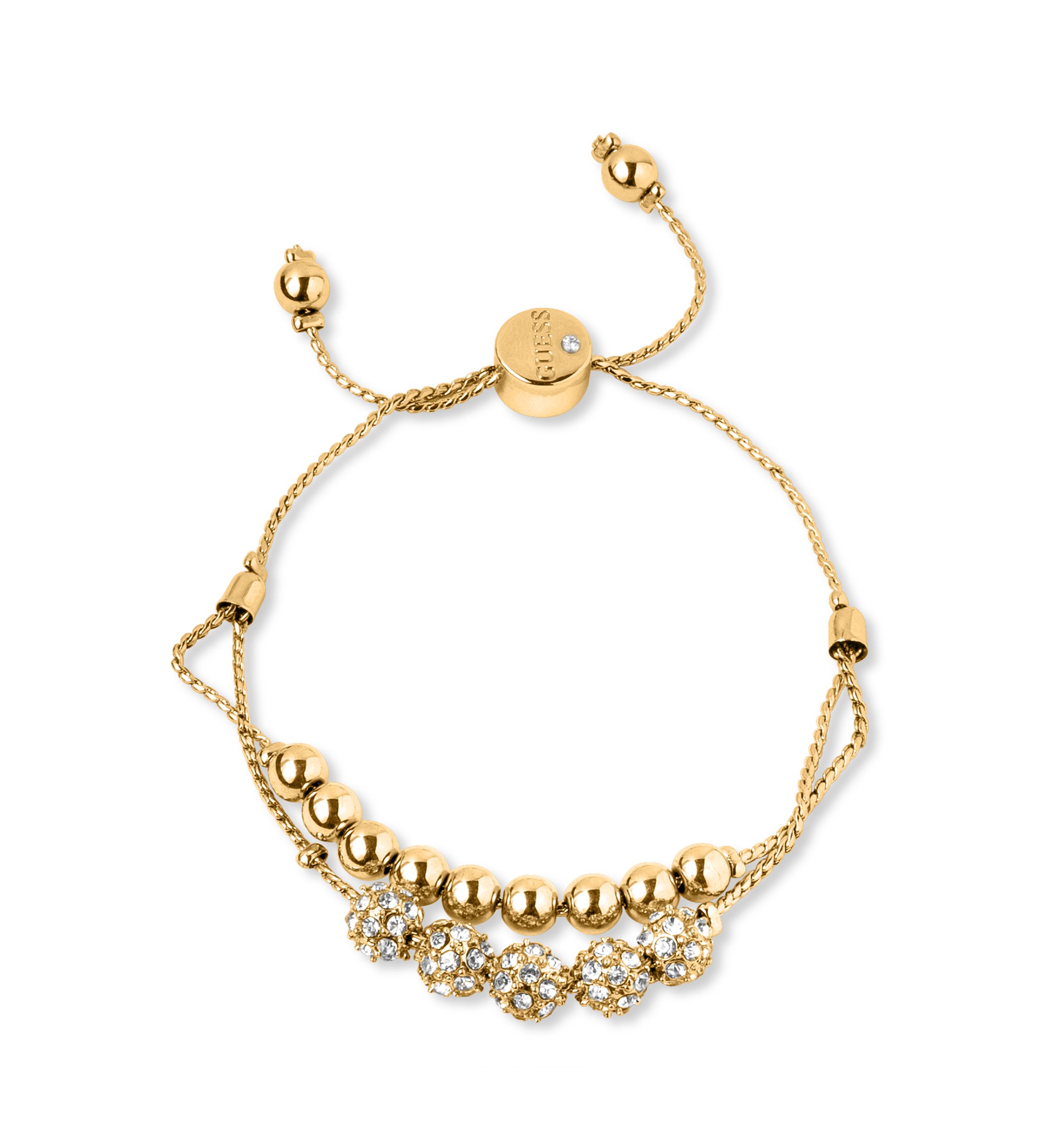 Gold Tone and Crystal Double Row Fireball Slider Bracelet