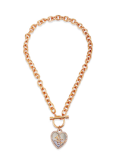 GUESS Gold Tone Link Necklace with Silver Tone