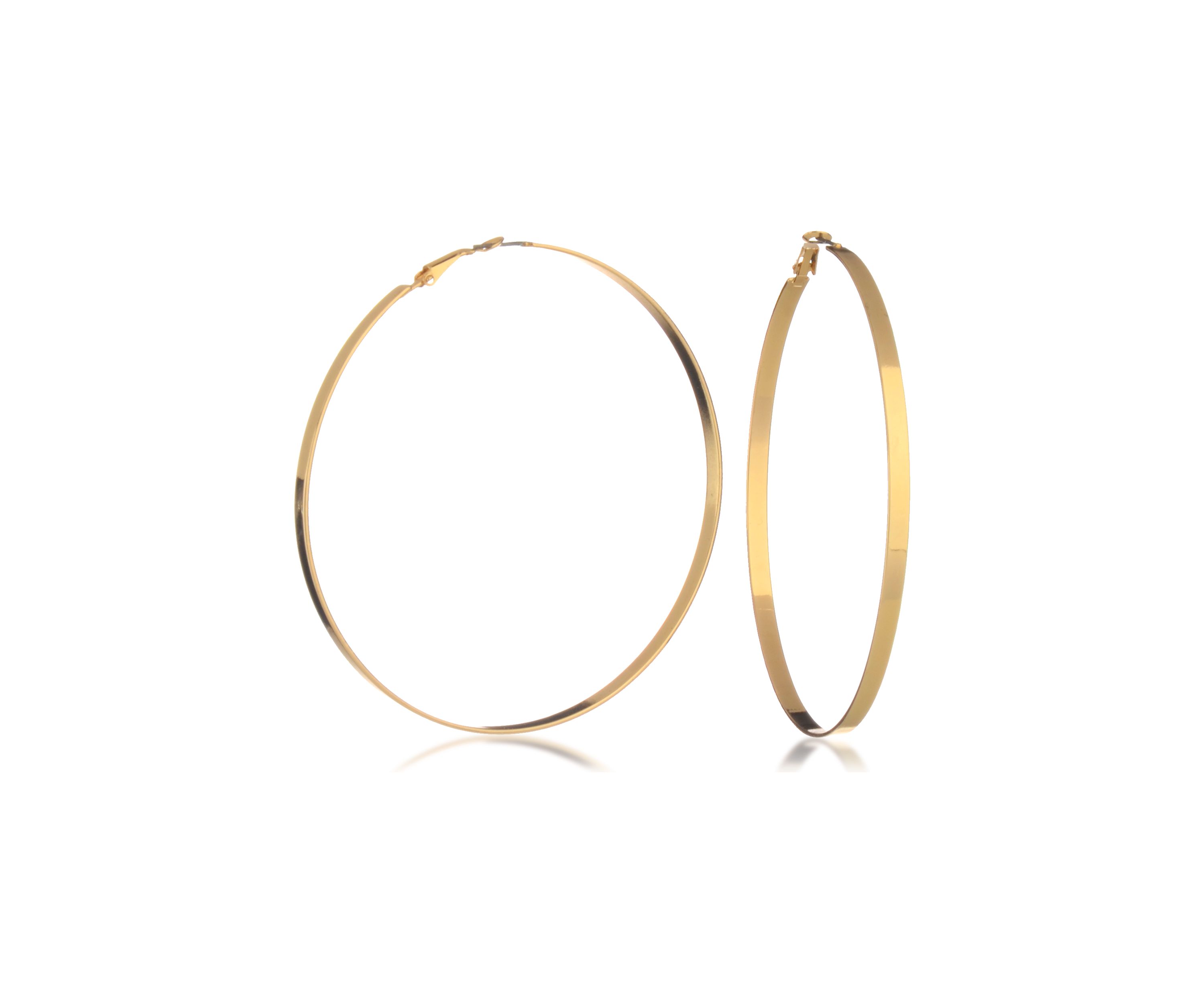 Gold Tone Flat Edge Hoop Earrings
