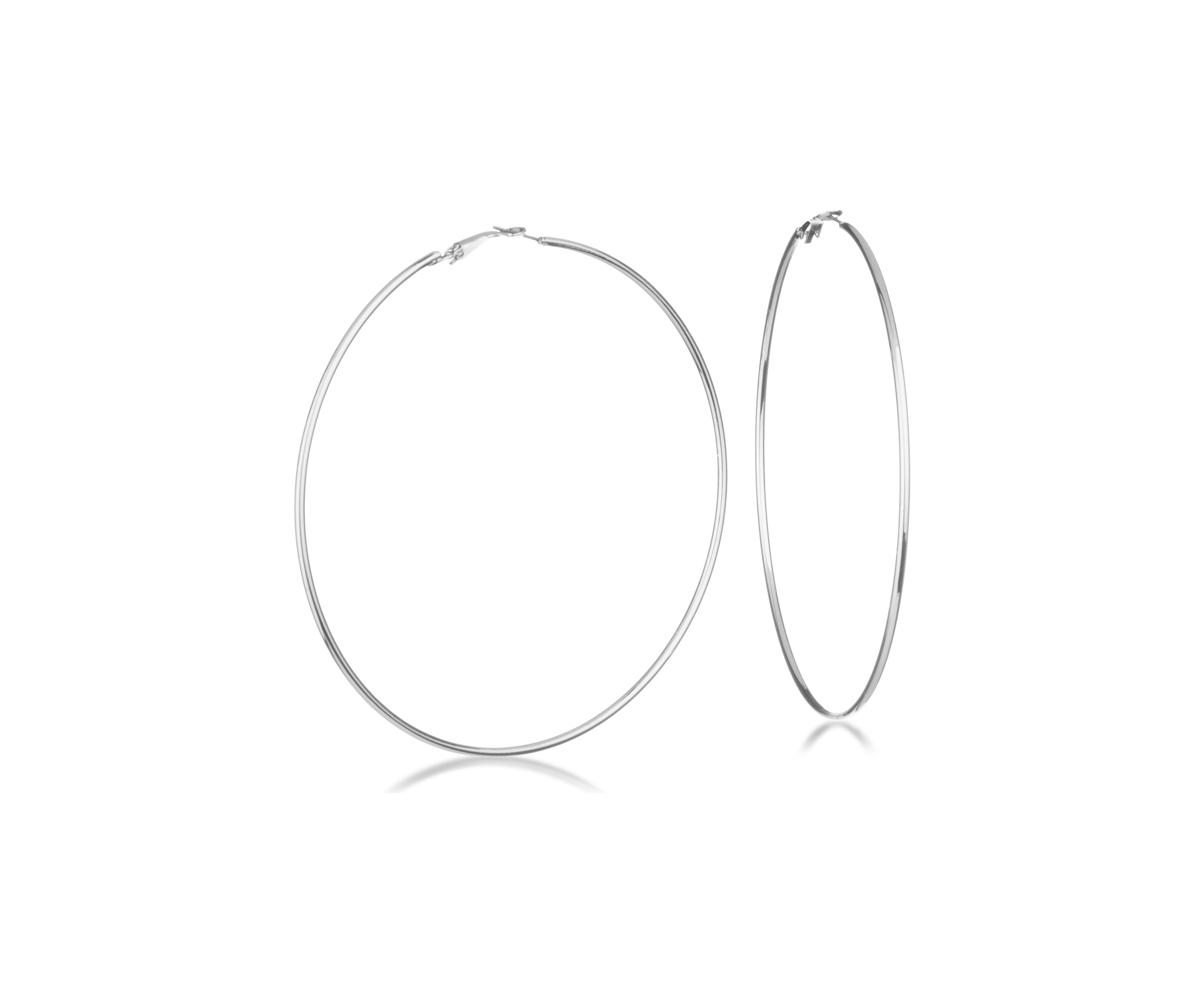 Silver Tone Extra Large Thin Hoop Earrings