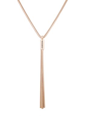 GUESS Men's Gold Tone Snake Chain Y Necklace, 28 in