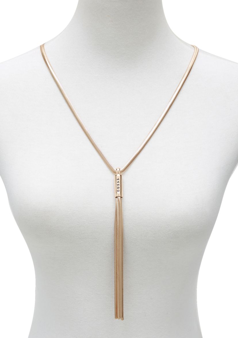 Gold Tone Snake Chain Y Necklace