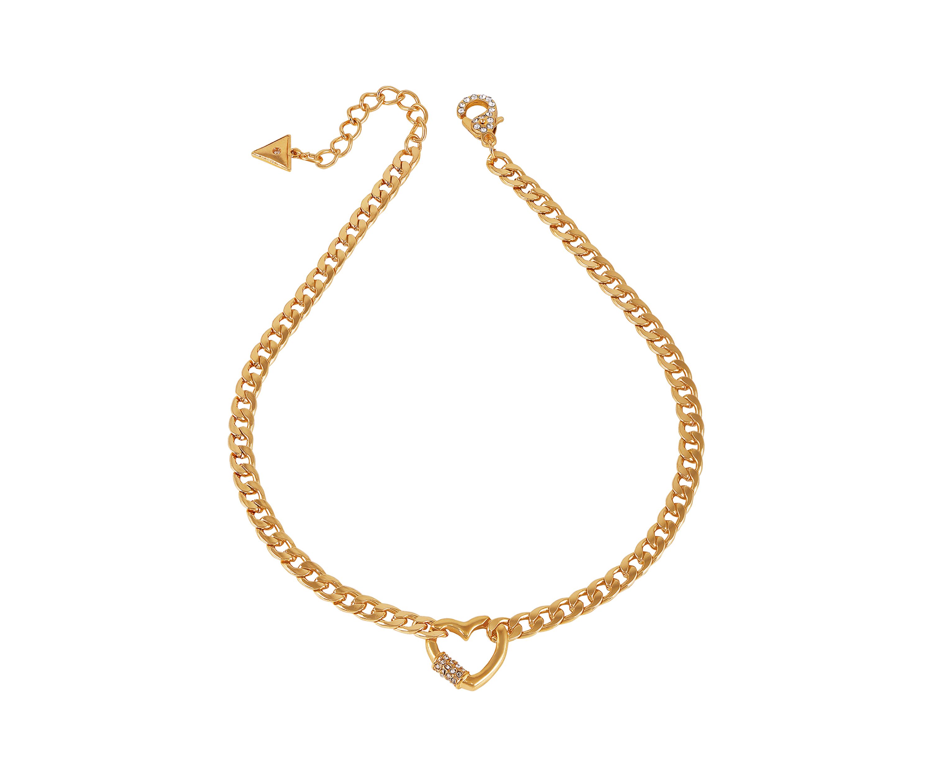 Gold Tone Statement Pendant Stone Necklace