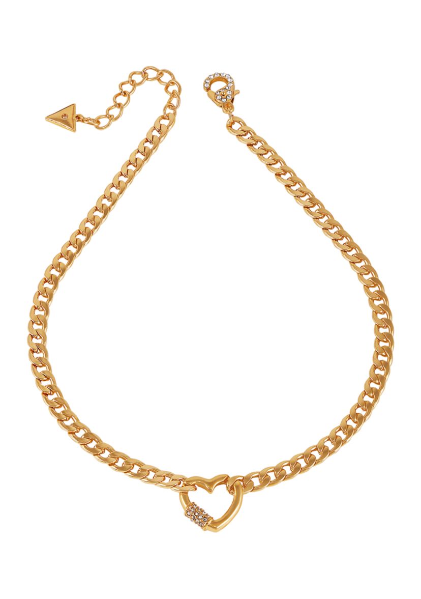Gold Tone Statement Pendant Stone Necklace