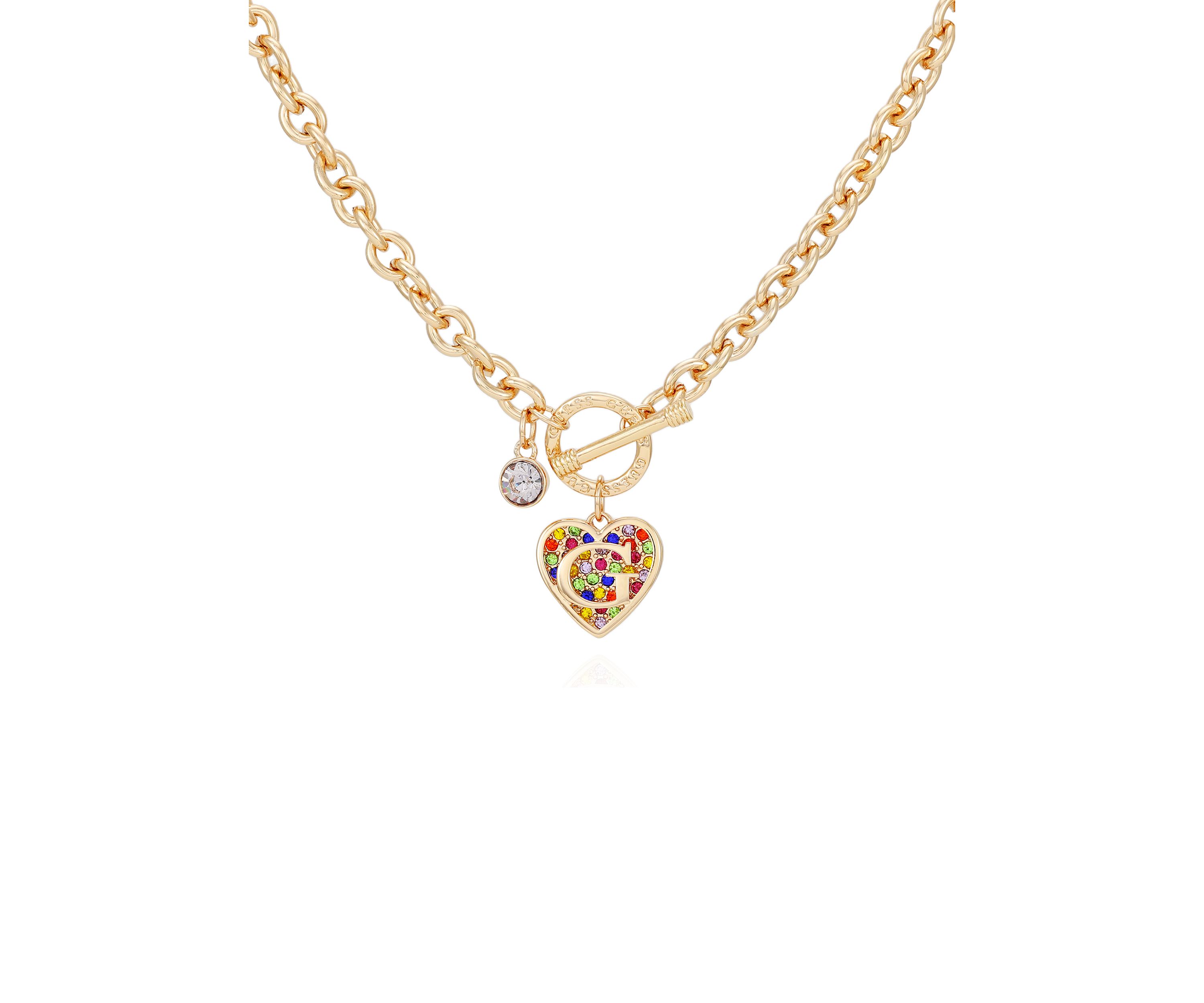 Gold Tone Multi Stone Toggle Necklace