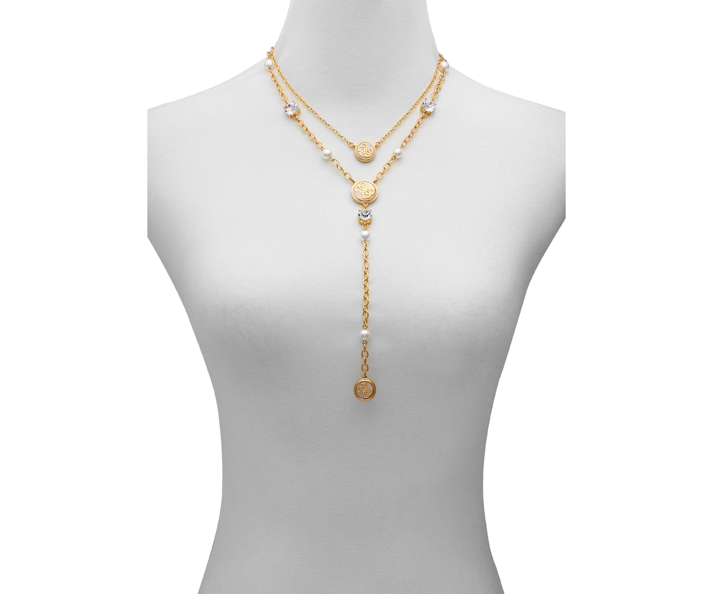 Gold Tone Layered Y Necklace