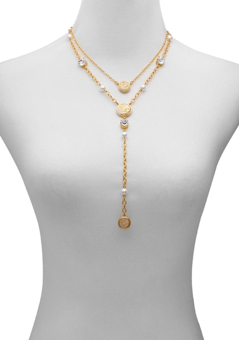 Gold Tone Layered Y Necklace