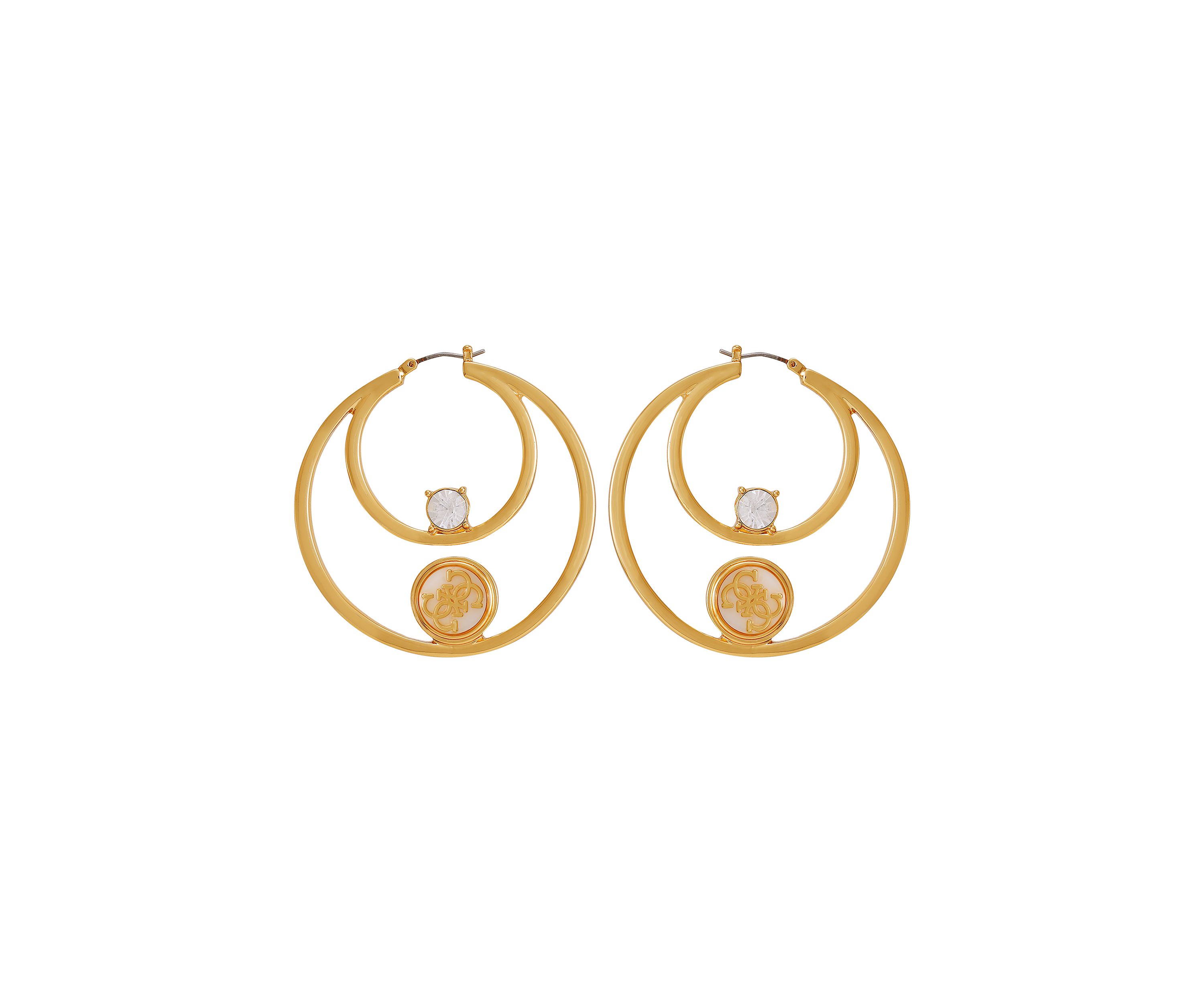 Gold Tone Crystal Double Hoop Earrings