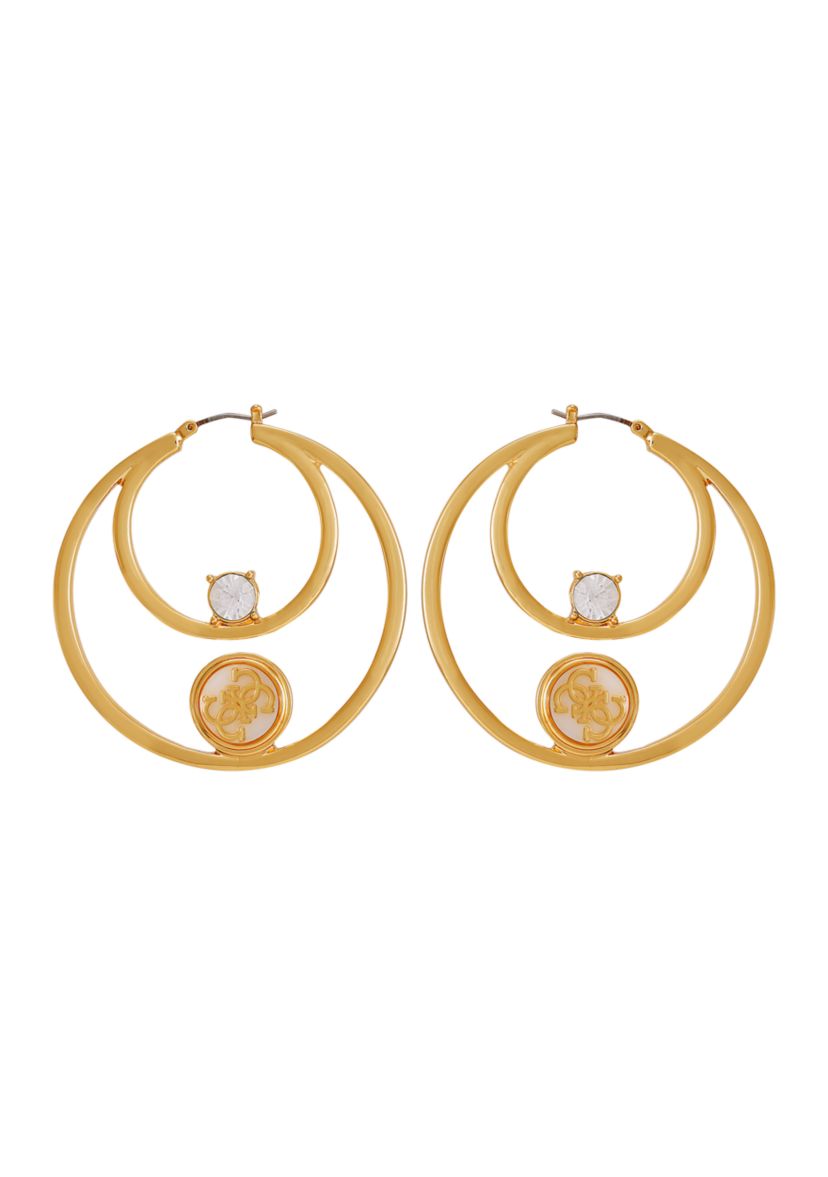 Gold Tone Crystal Double Hoop Earrings
