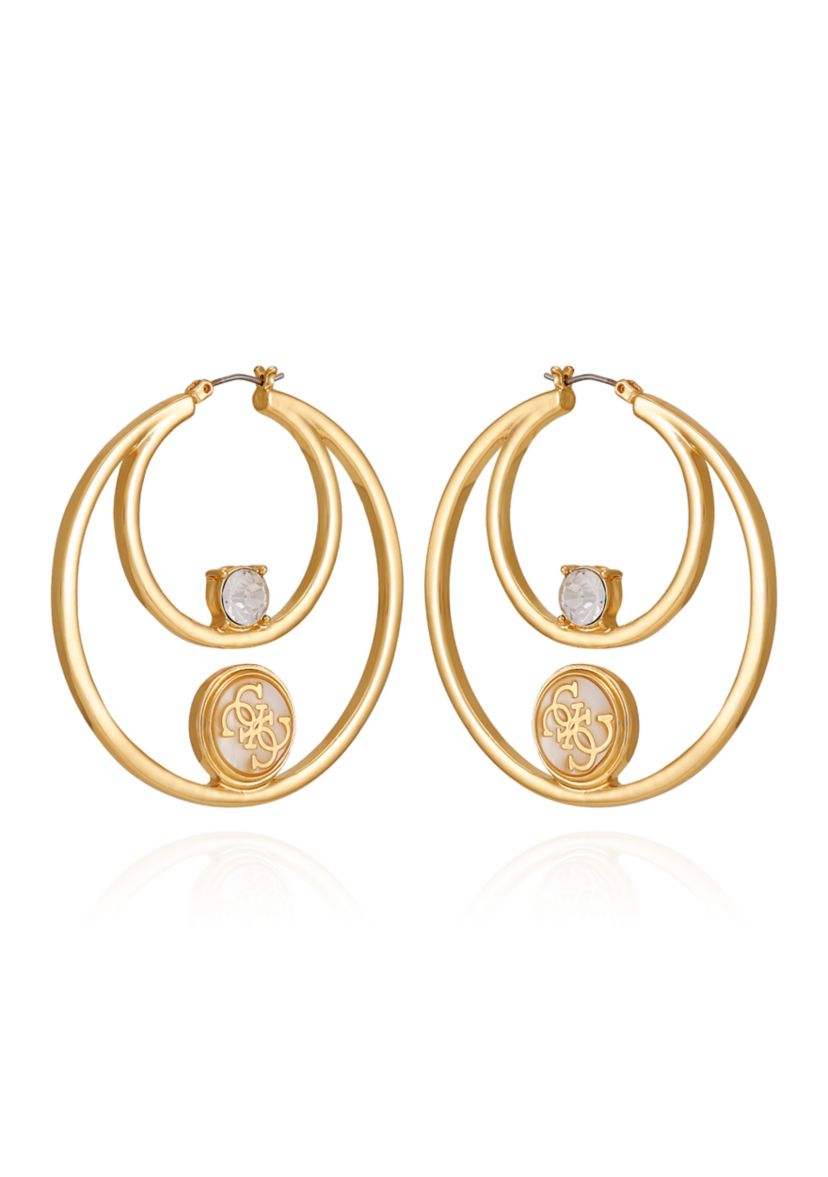 Gold Tone Crystal Double Hoop Earrings