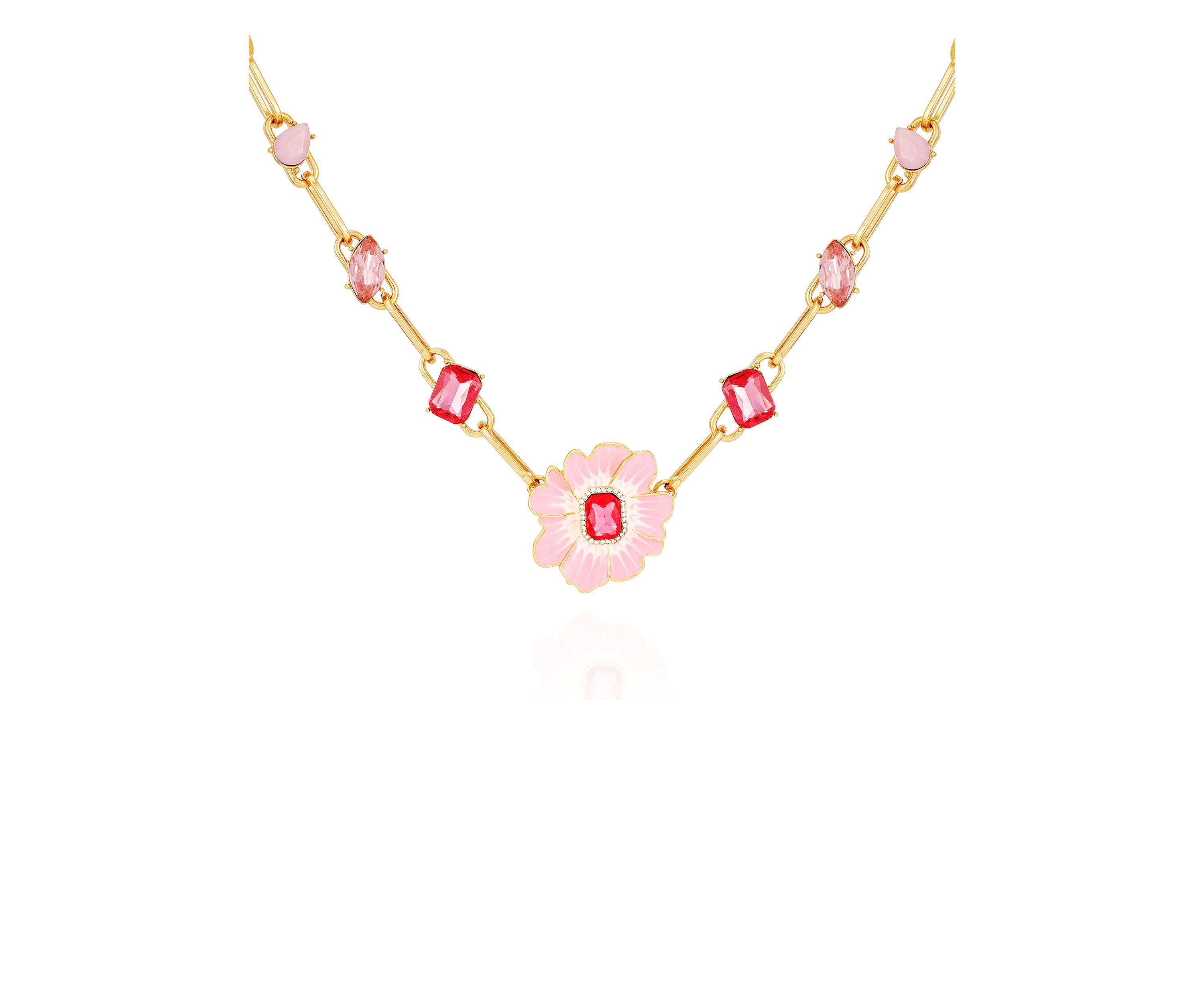 Gold Tone Statement Flower Pendant Necklace