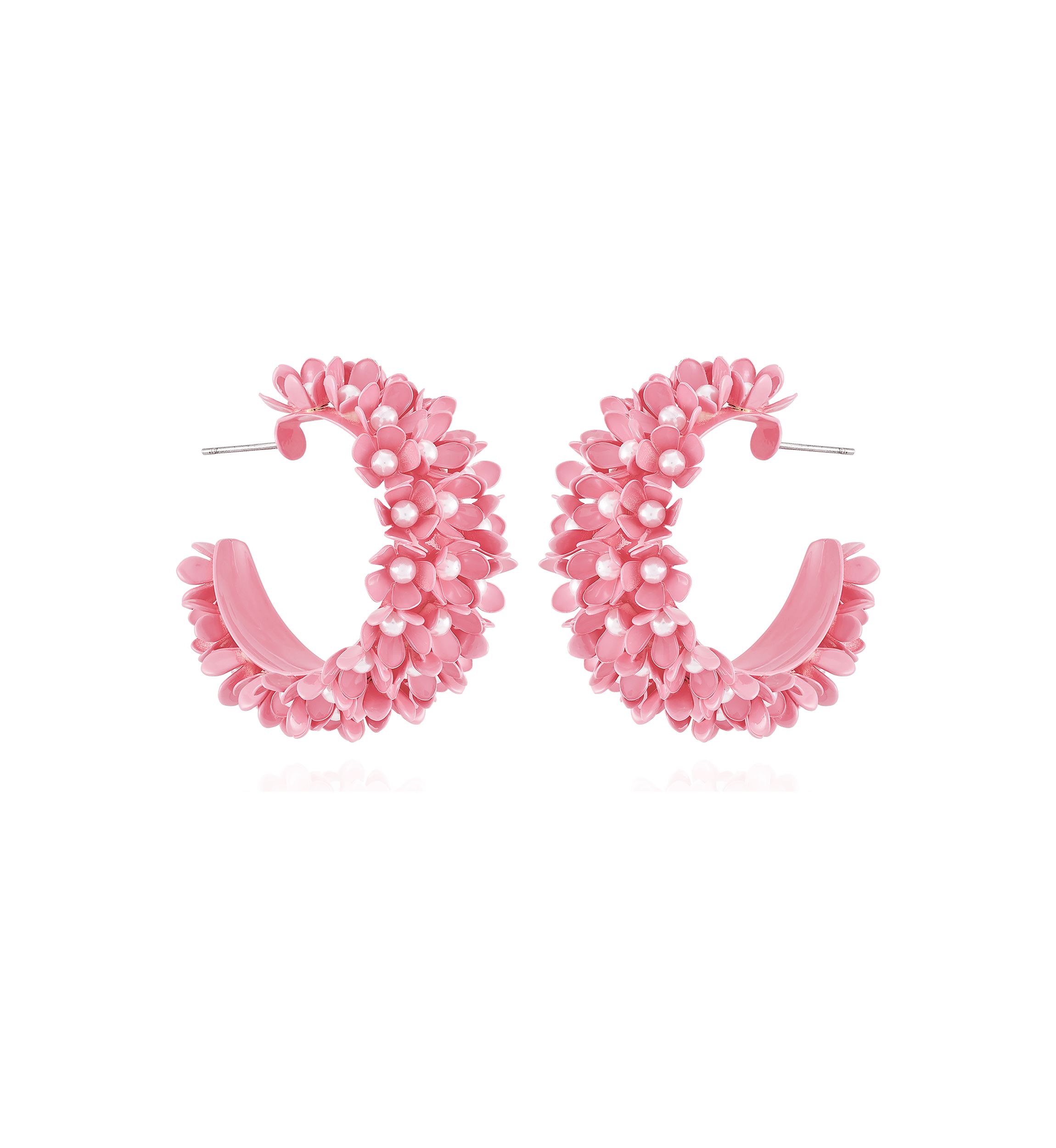 Pearl Flower Hoop Earrings
