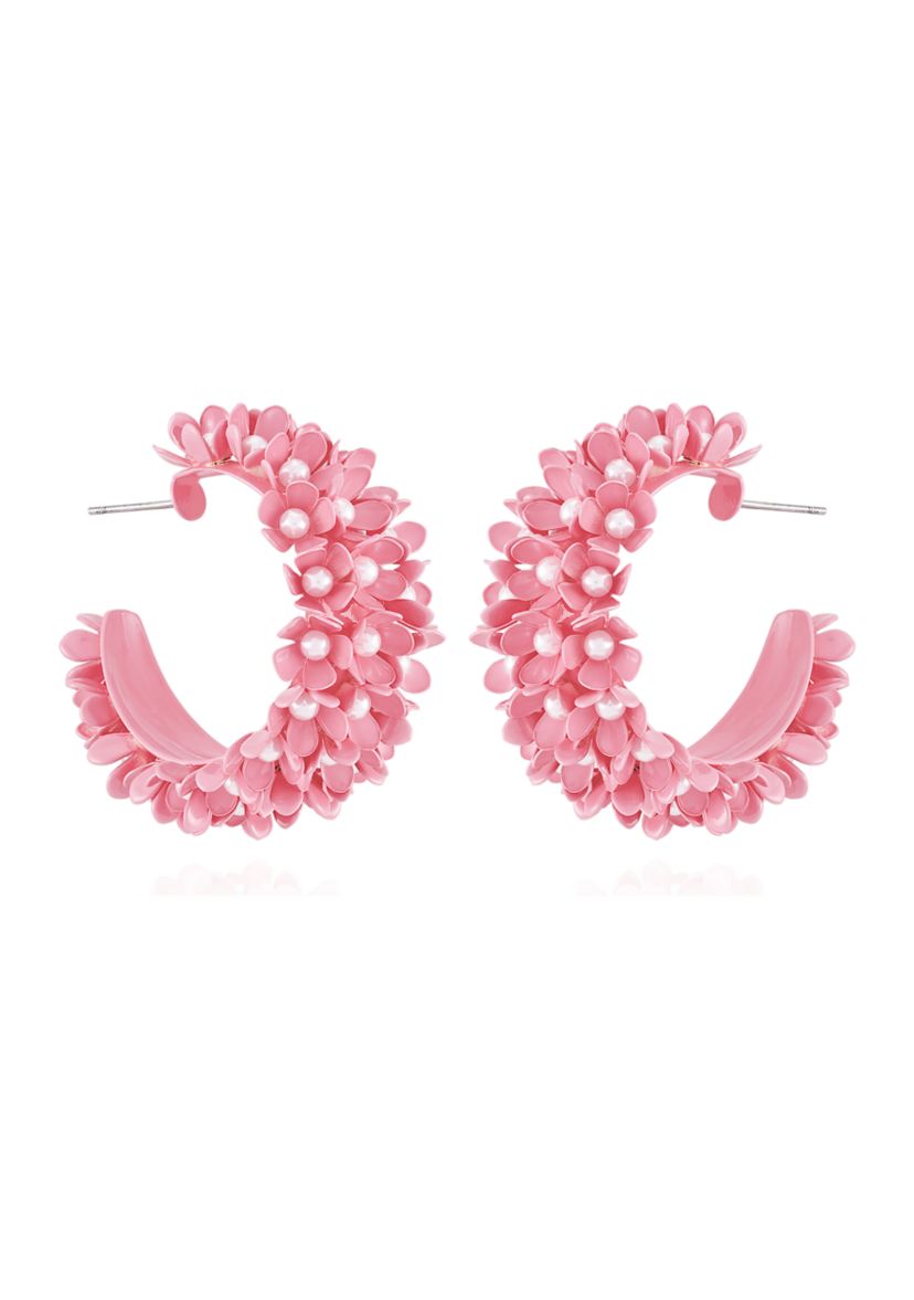 Pearl Flower Hoop Earrings