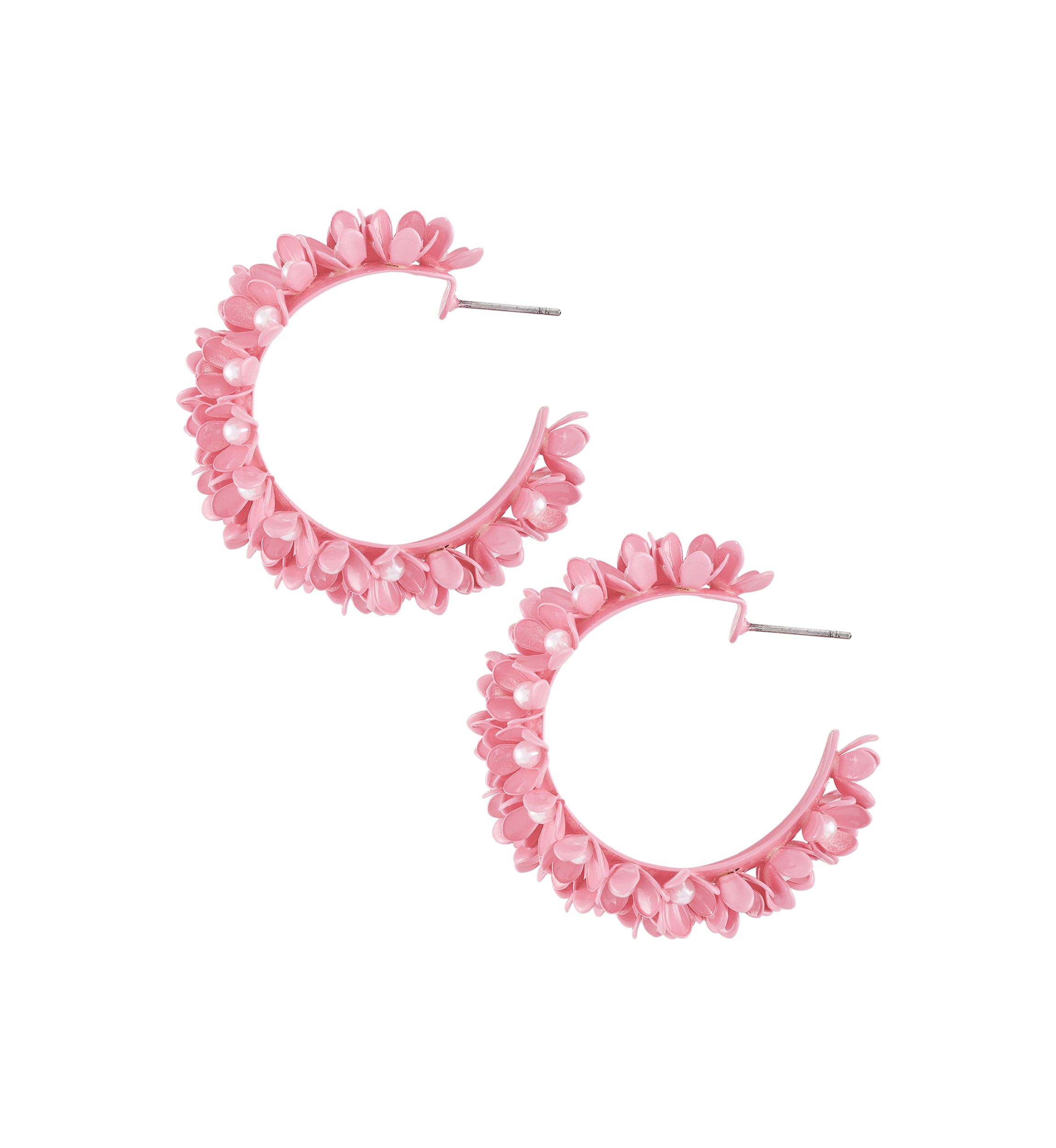 Pearl Flower Hoop Earrings